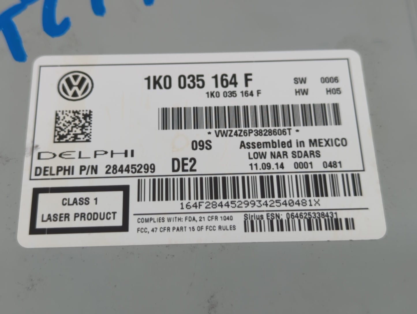 2012-2015 Volkswagen Passat Radio AM FM Cd Player Receiver Replacement P/N:1K0 035 164 F Fits Fits 2011 2012 2013 2014 2015 