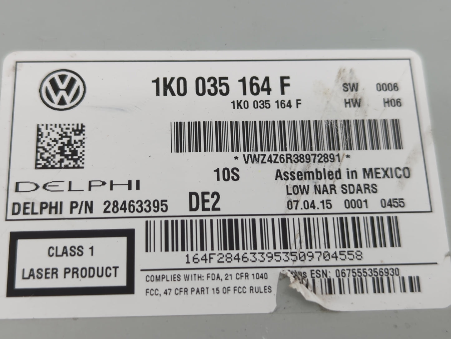 2013-2015 Volkswagen Passat Radio AM FM Cd Player Receiver Replacement P/N:1K0 035 164 F Fits Fits 2013 2014 2015 2016 2017 