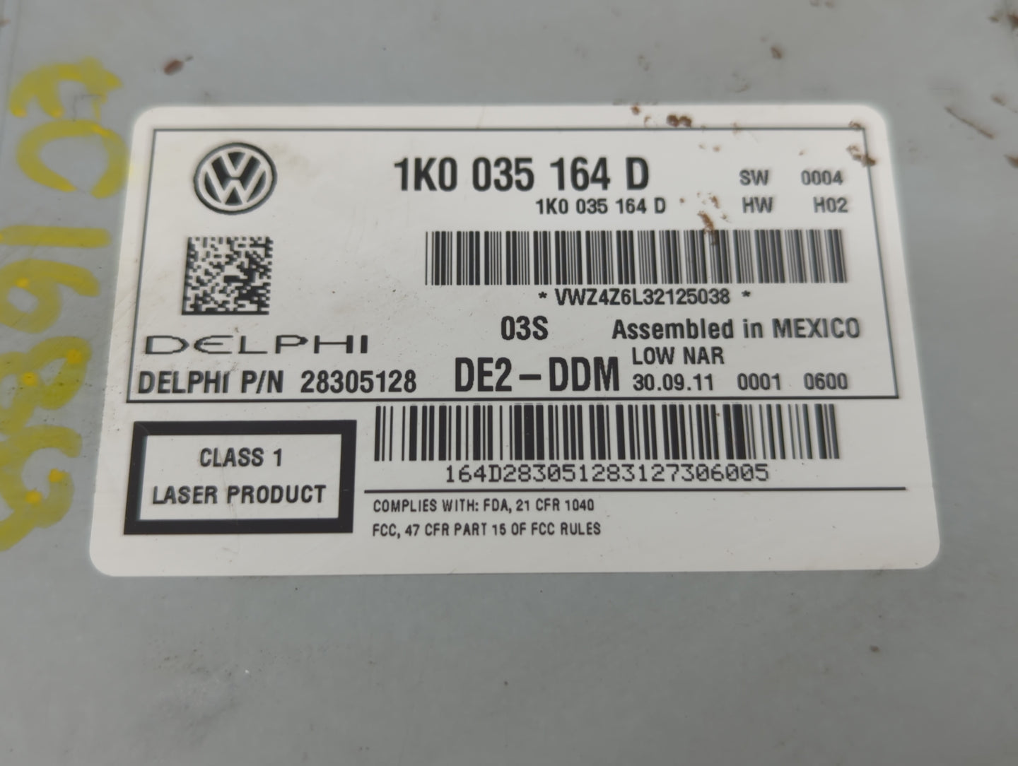 2012-2015 Volkswagen Passat Radio AM FM Cd Player Receiver Replacement P/N:1K0 035 164 D Fits Fits 2011 2012 2013 2014 2015 