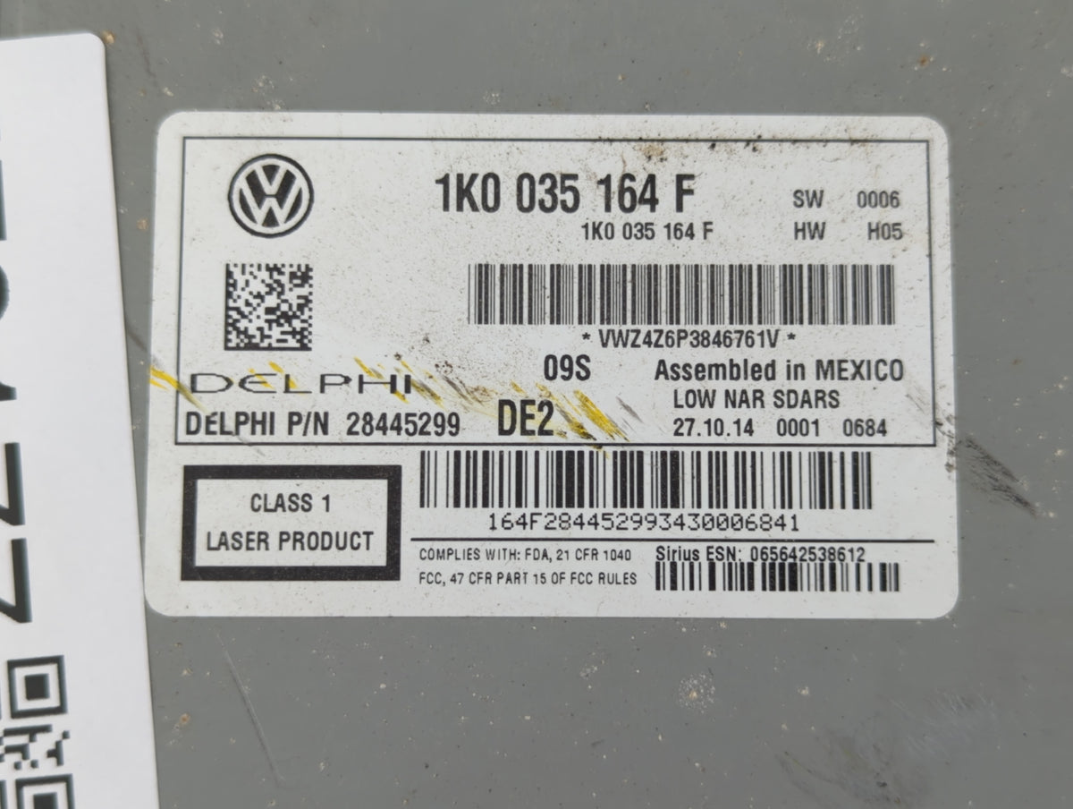 2012-2015 Volkswagen Passat Radio AM FM Cd Player Receiver Replacement P/N:1K0 035 164 F Fits Fits 2011 2012 2013 2014 2015 