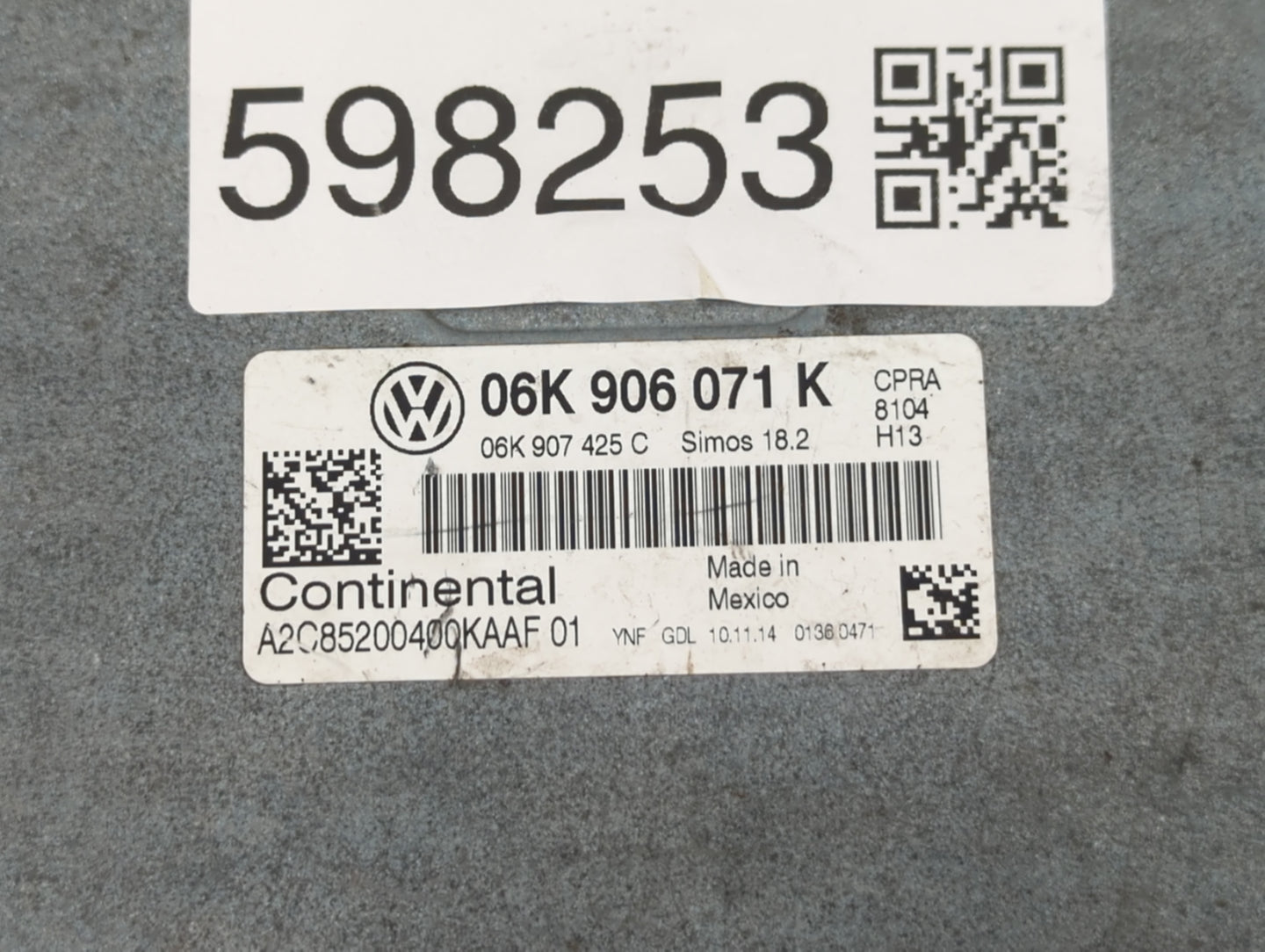 2015 Volkswagen Passat PCM Engine Control Computer ECU ECM PCU OEM P/N:37820-5BB-A54 06K 906 071 K Fits OEM Used Auto Parts 