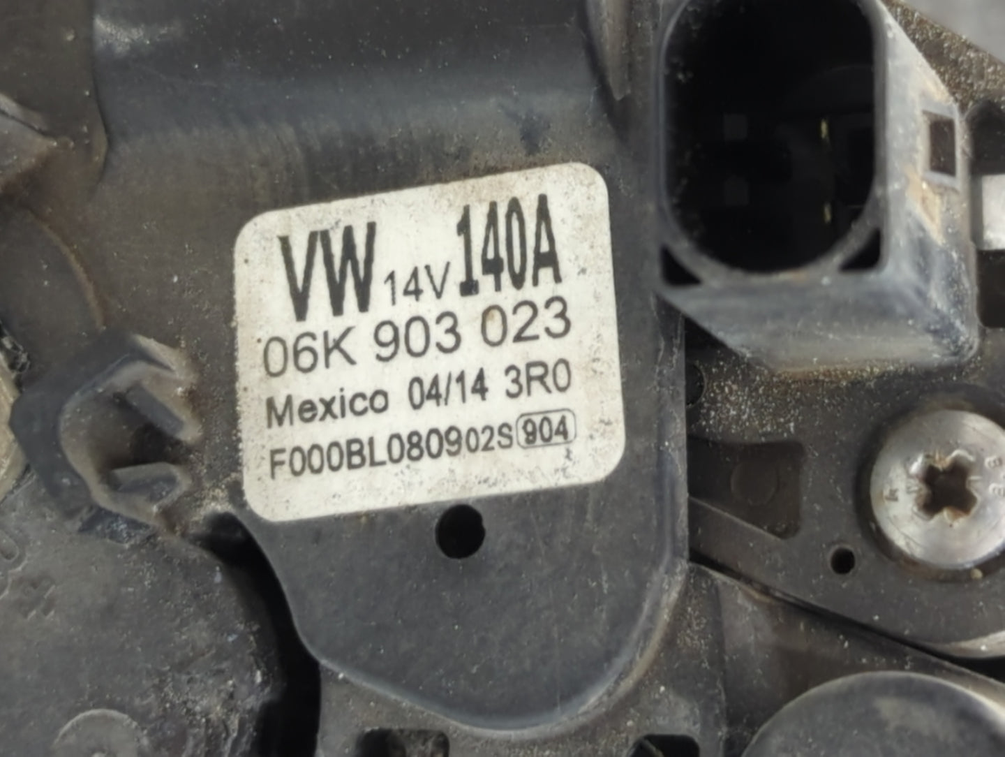 2014-2017 Volkswagen Passat Alternator Replacement Generator Charging Assembly Engine OEM P/N:06K 903 023 Fits OEM Used Auto