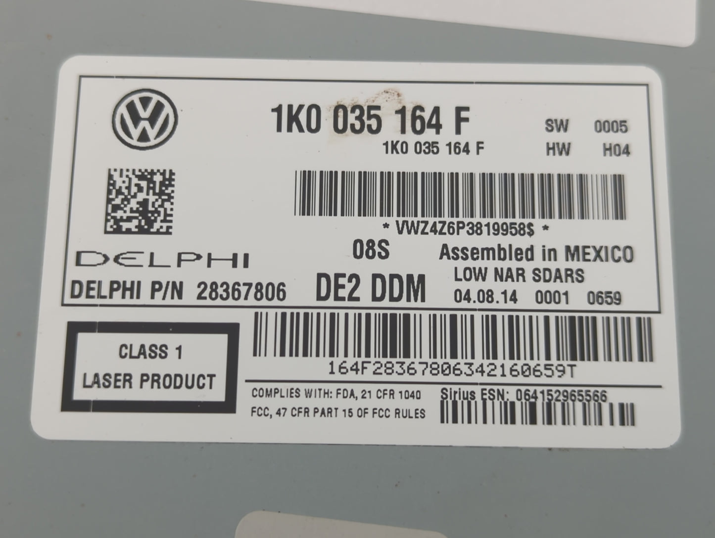 2012-2015 Volkswagen Passat Radio AM FM Cd Player Receiver Replacement P/N:1K0 035 164 F Fits Fits 2011 2012 2013 2014 2015 