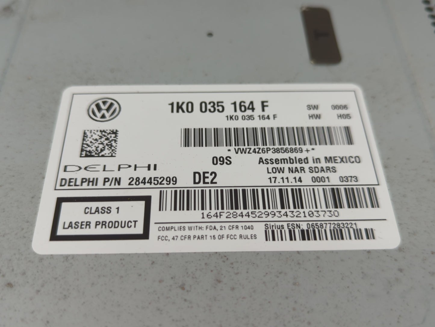 2012-2015 Volkswagen Passat Radio AM FM Cd Player Receiver Replacement P/N:1K0 035 164 F Fits Fits 2011 2012 2013 2014 2015 