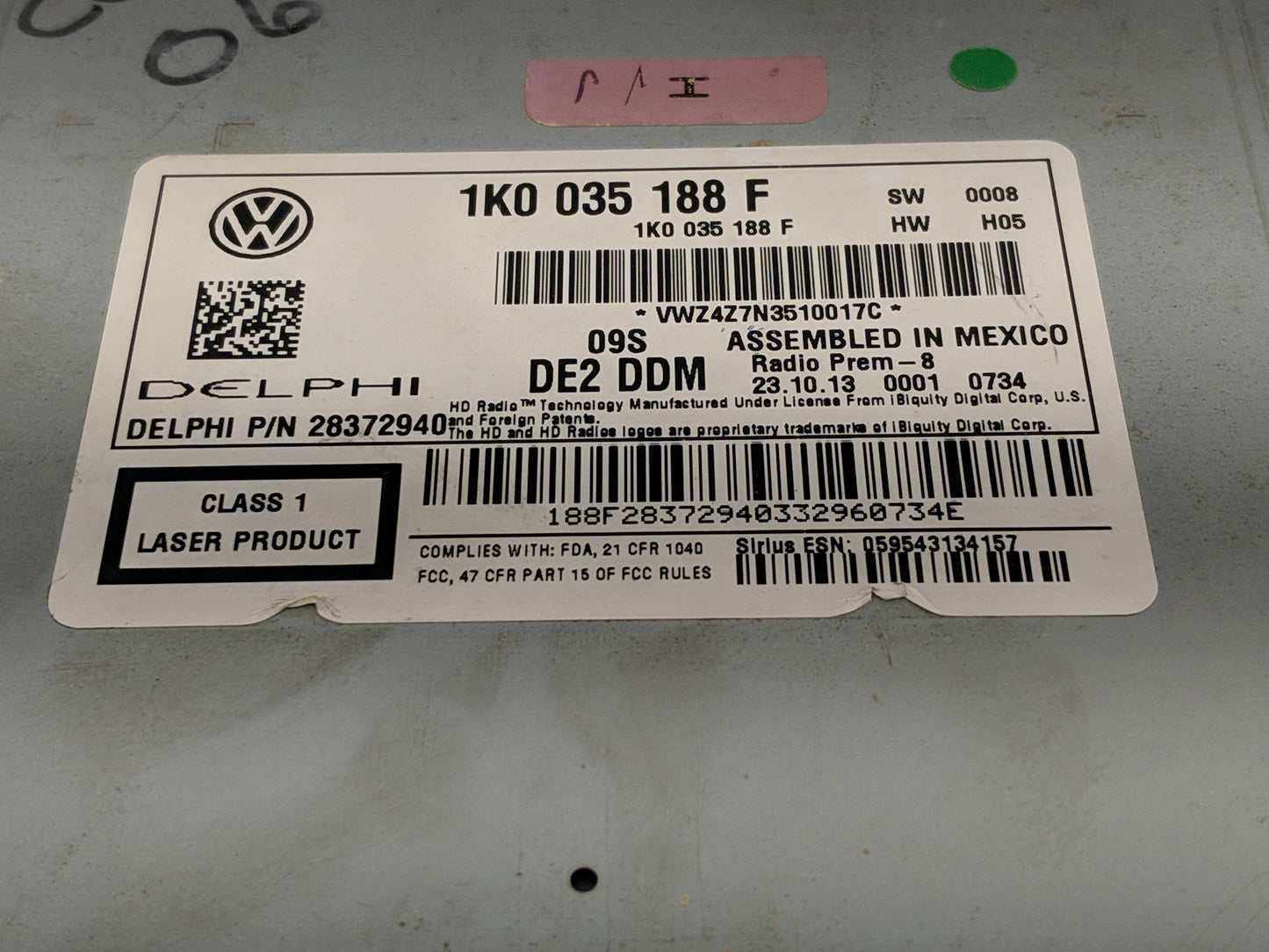 2015-2017 Volkswagen Tiguan Radio AM FM Cd Player Receiver Replacement P/N:1K0 035 188 F Fits Fits 2013 2014 2015 2016 2017 