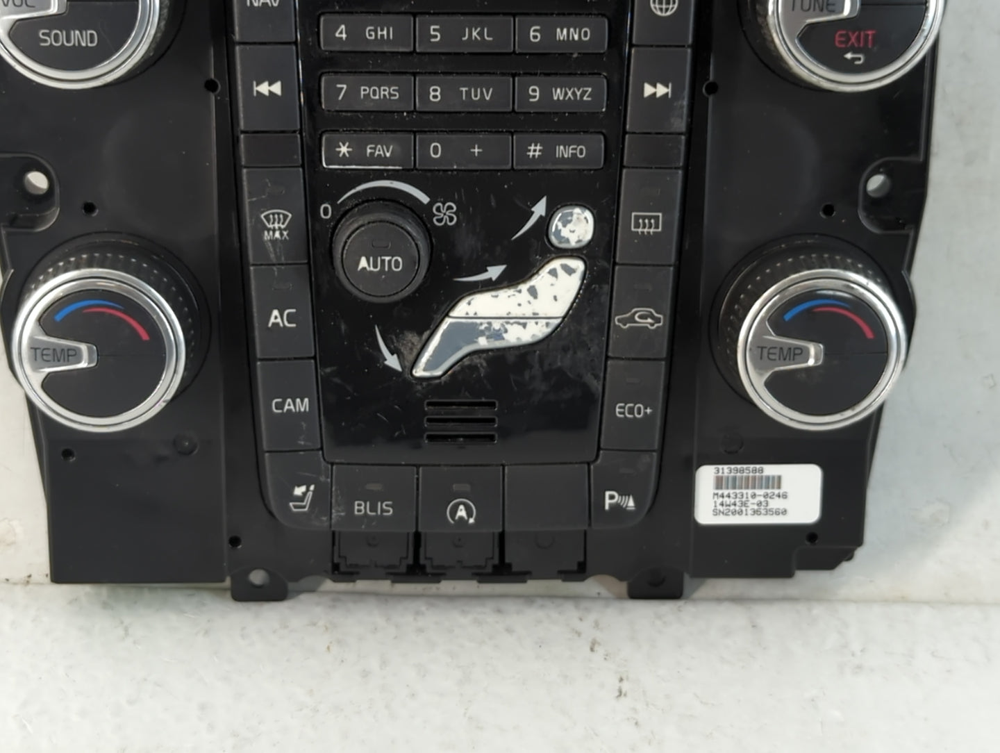 2015 Volvo S60 Climate Control Module Temperature AC/Heater Replacement P/N:M443310-0246 31398588 Fits OEM Used Auto Parts -