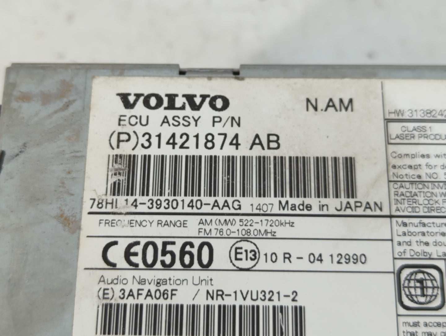 2014-2015 Volvo S60 Am Fm Cd Player Radio Receiver - Oemusedautoparts1.com