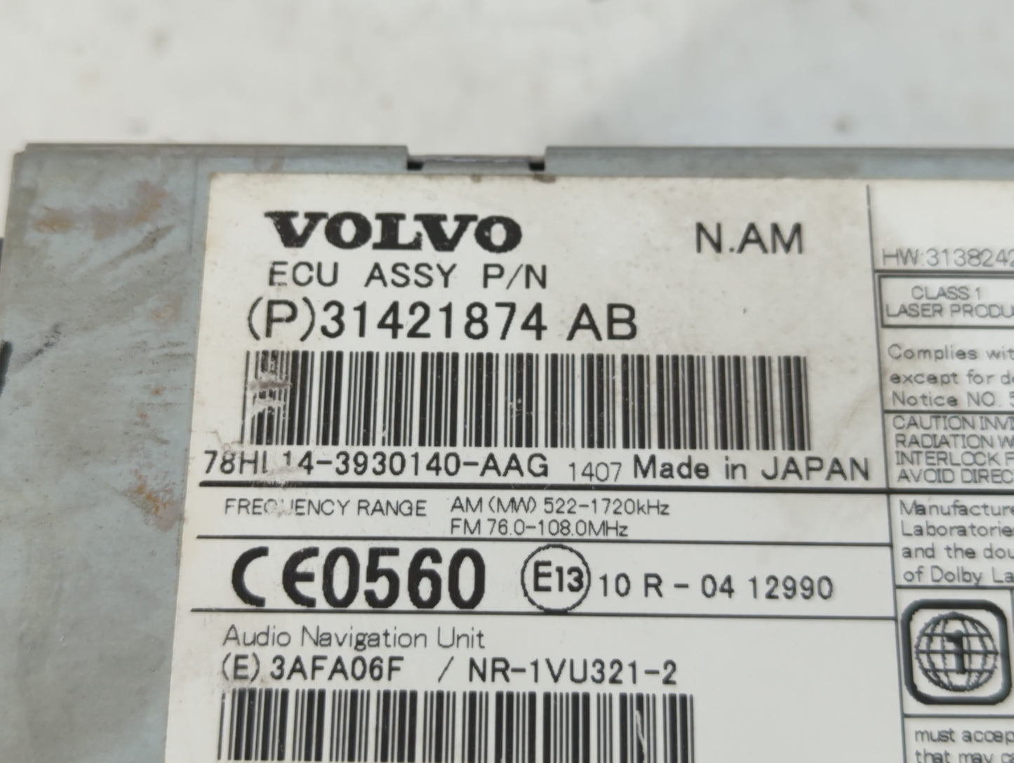 2014-2015 Volvo S60 Am Fm Cd Player Radio Receiver - Oemusedautoparts1.com