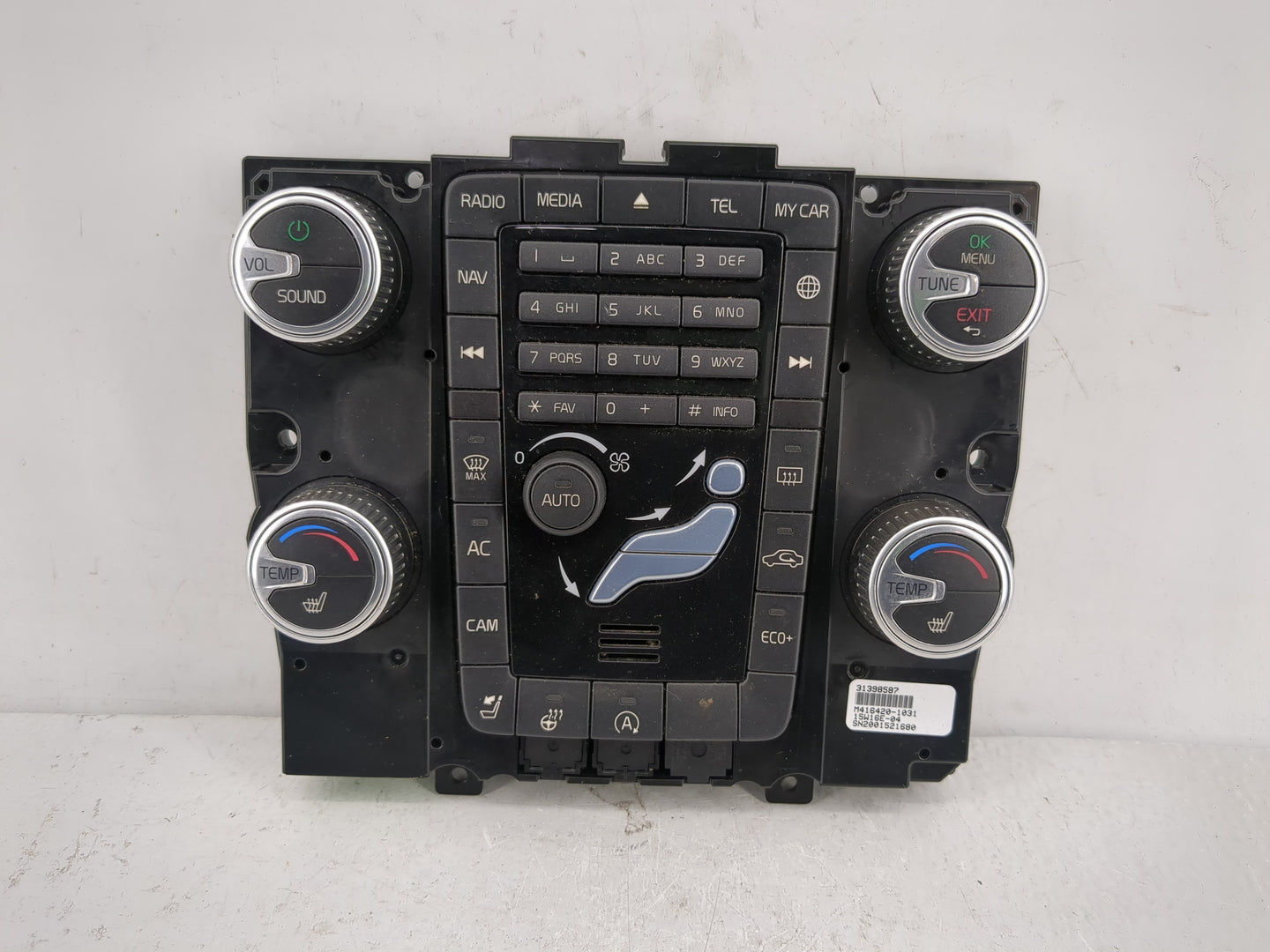 2015 Volvo V60 Climate Control Module Temperature AC/Heater Replacement P/N:SN2001521680 15W16E-04, M416420-1031, 31398587 F