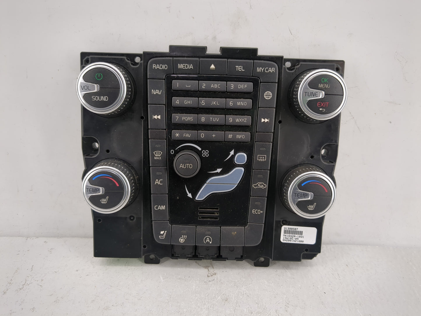 2015 Volvo V60 Climate Control Module Temperature AC/Heater Replacement P/N:SN2001521680 15W16E-04, M416420-1031, 31398587 F