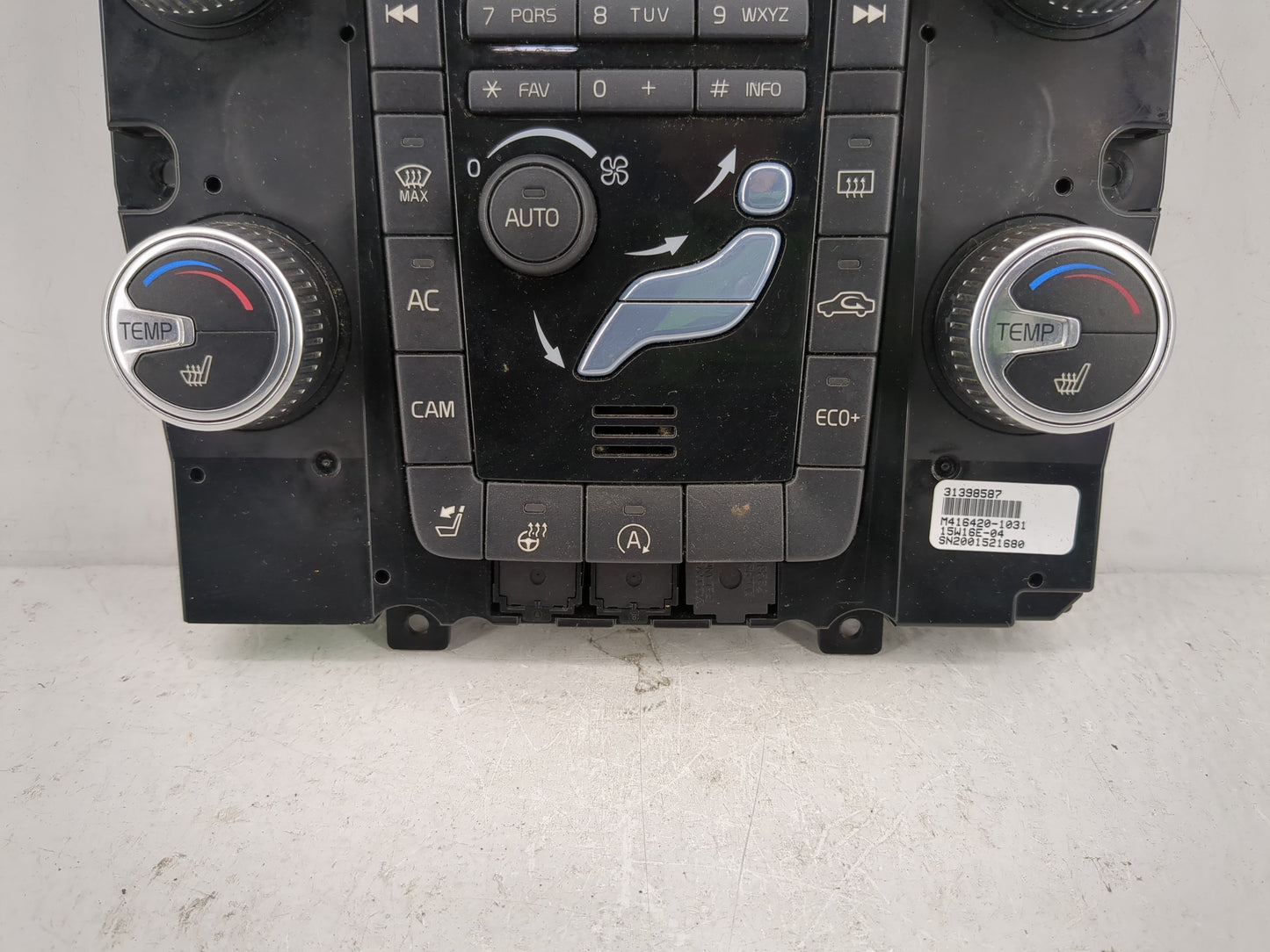 2015 Volvo V60 Climate Control Module Temperature AC/Heater Replacement P/N:SN2001521680 15W16E-04, M416420-1031, 31398587 F