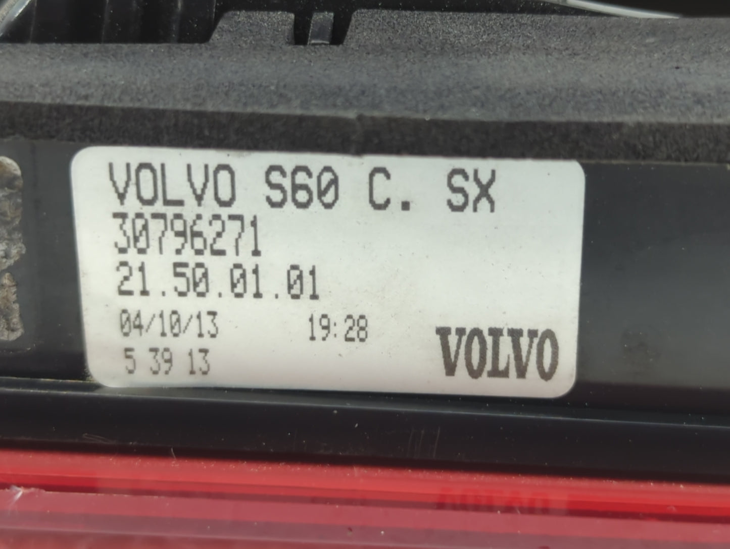 2013 Volvo V60 Tail Light Assembly Driver Left OEM P/N:30796271 Fits Fits 2011 2012 2014 2015 2016 2017 2018 OEM Used Auto P