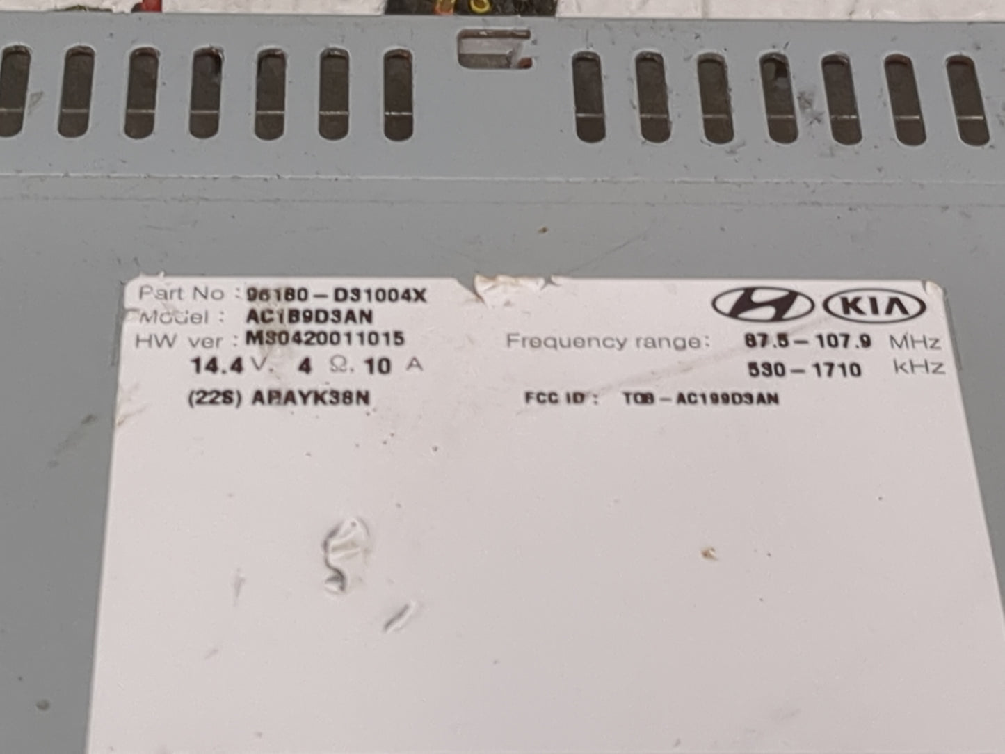 2016 Tucson Radio AM FM Cd Player Receiver Replacement Fits Fits 2017 OEM Used Auto Parts - Oemusedautoparts1.com