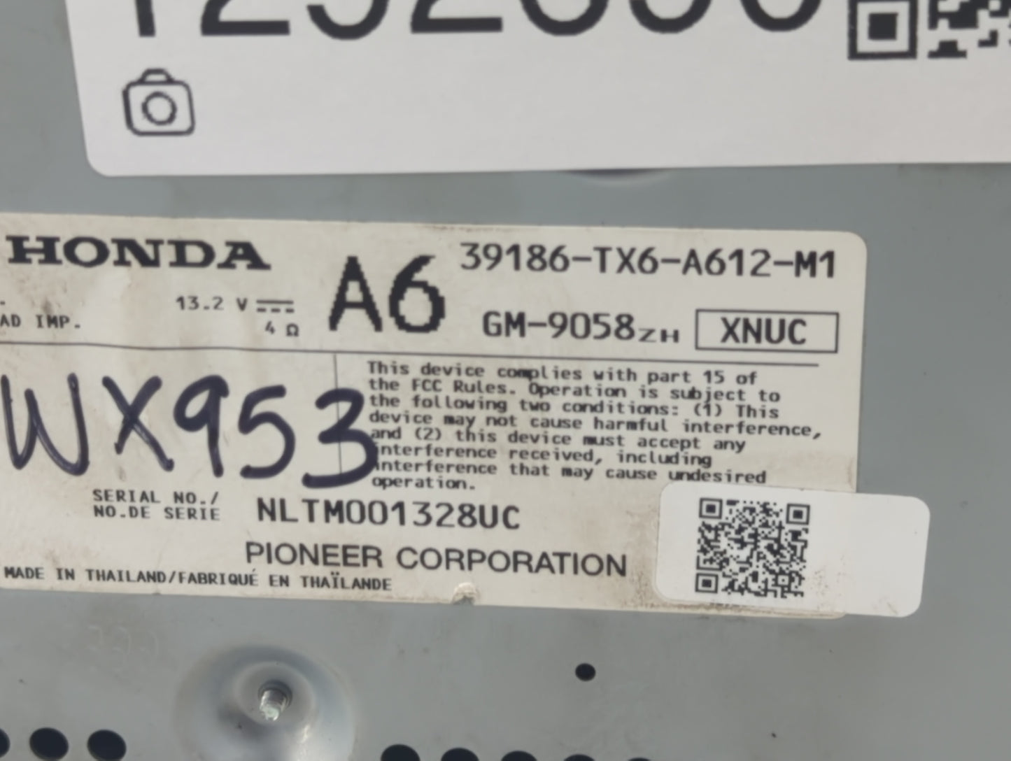 2017-2018 Acura Ilx Radio AM FM Cd Player Receiver Replacement P/N:39186-TX6-A612-M1 Fits Fits 2017 2018 OEM Used Auto Parts