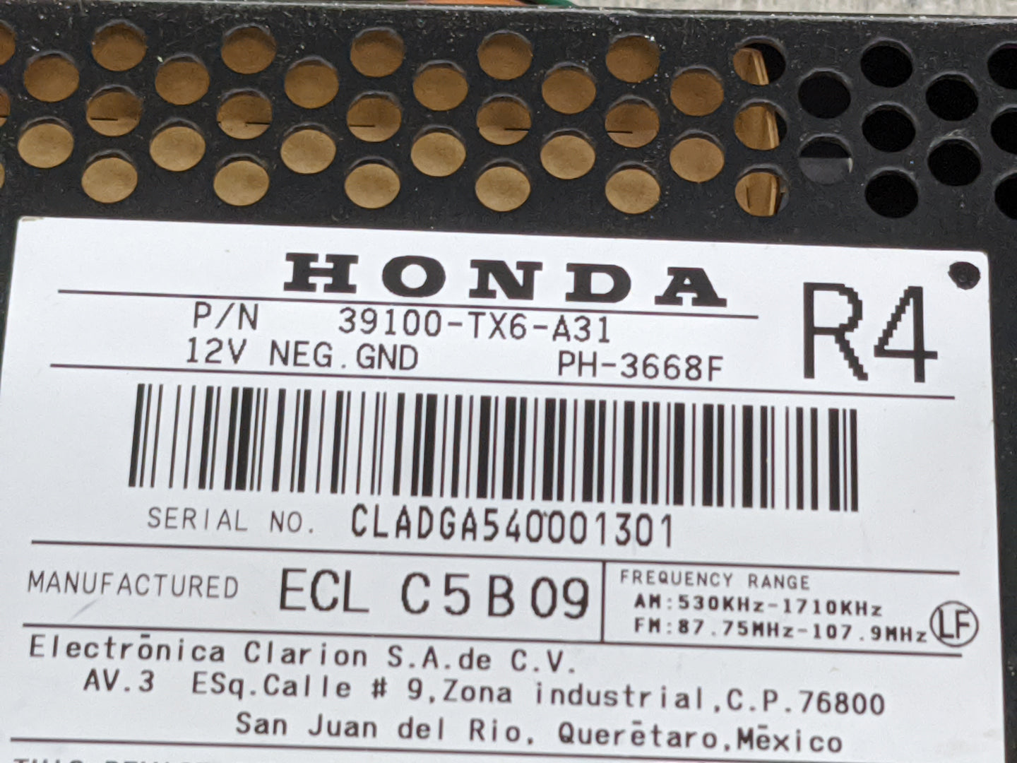 2016-2017 Acura Ilx Radio AM FM Cd Player Receiver Replacement P/N:39100-TX6-A31 PH-3668F, CLADGA540001301 Fits Fits 2016 20