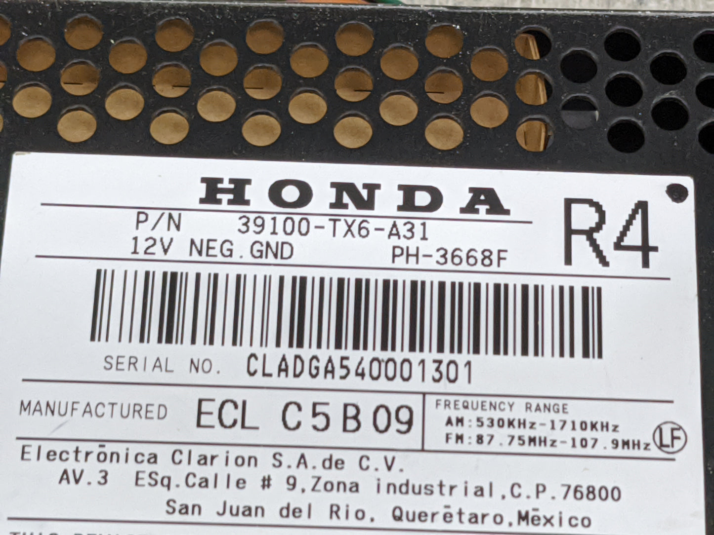 2016-2017 Acura Ilx Radio AM FM Cd Player Receiver Replacement P/N:39100-TX6-A31 PH-3668F, CLADGA540001301 Fits Fits 2016 20
