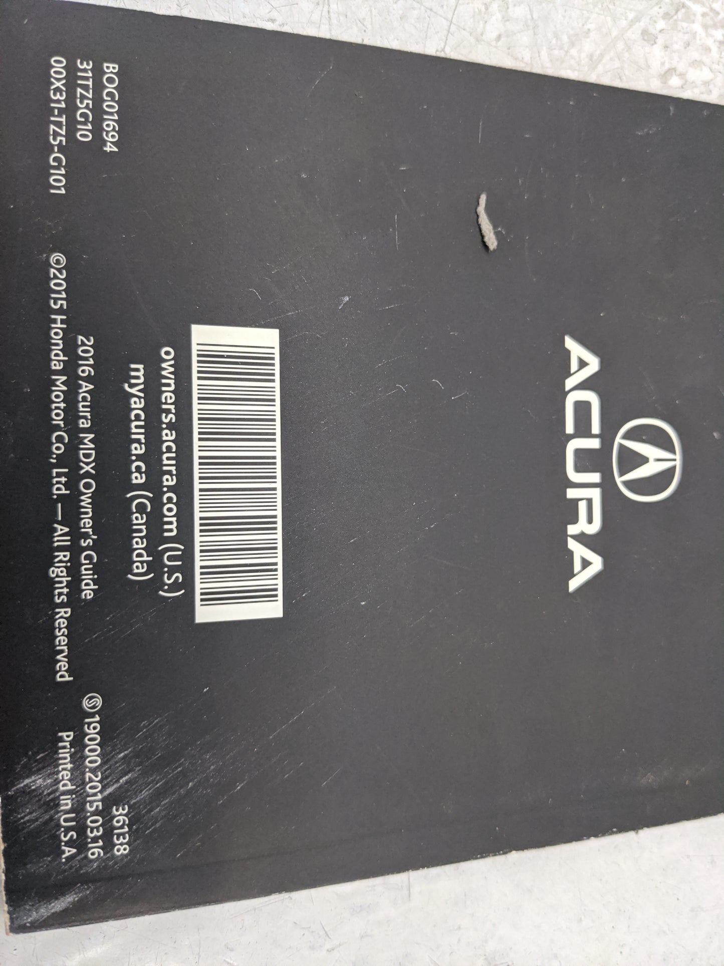 2016 Acura Mdx Owners Manual Book Guide OEM Used Auto Parts - Oemusedautoparts1.com