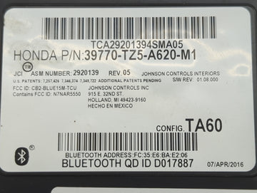 2016-2019 Acura Mdx Communication Control Module