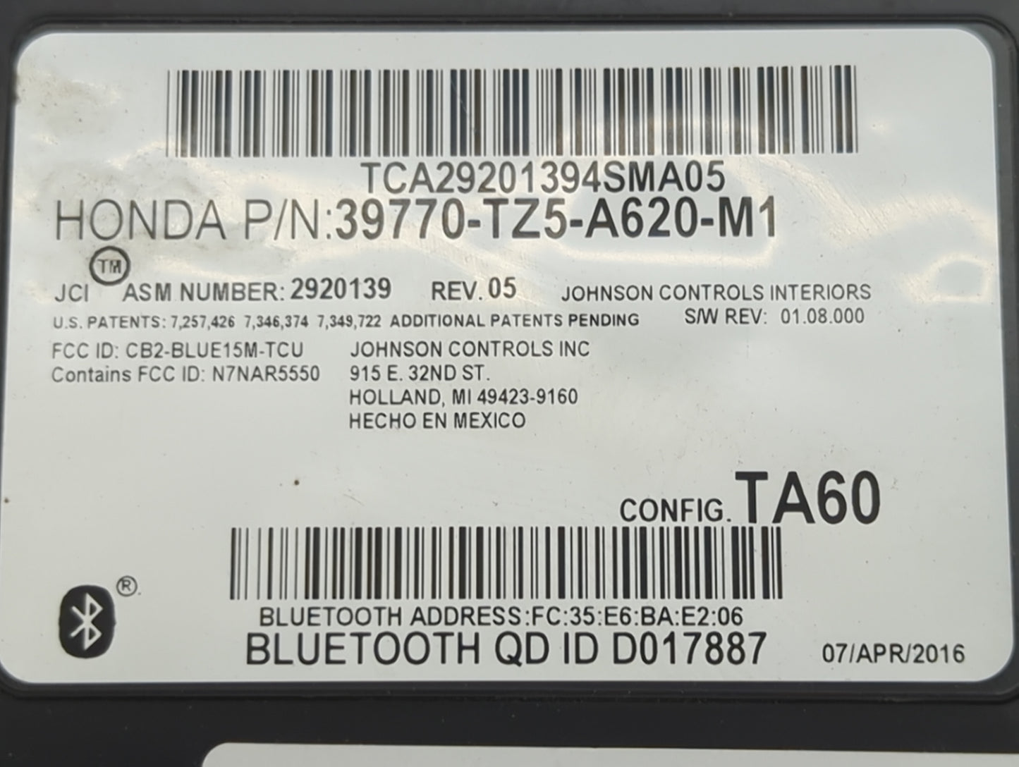 2016-2019 Acura Mdx Communication Control Module - Oemusedautoparts1.com