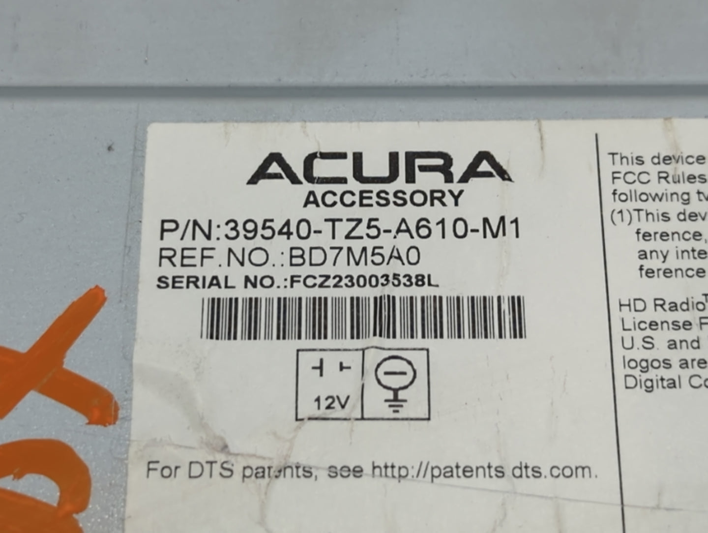 2016-2016 Acura Mdx Am Fm Cd Player Radio Receiver - Oemusedautoparts1.com