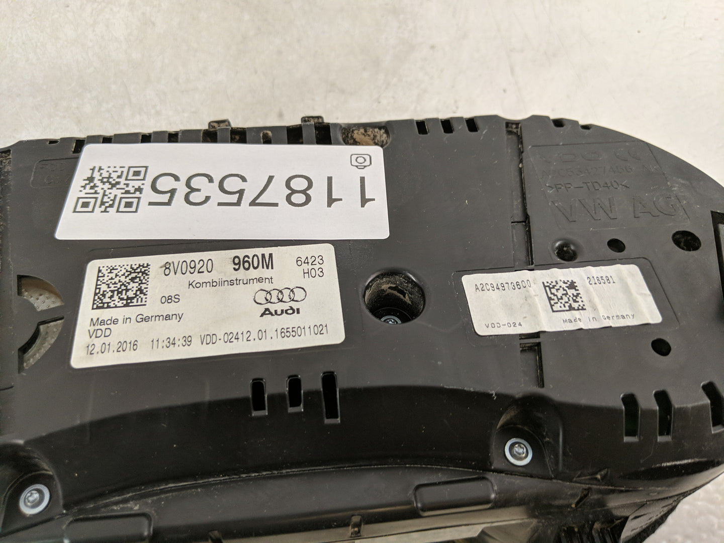 2015-2018 Audi A3 Instrument Cluster Speedometer Gauges P/N:8V0920 960M Fits Fits 2015 2016 2017 2018 OEM Used Auto Parts - 