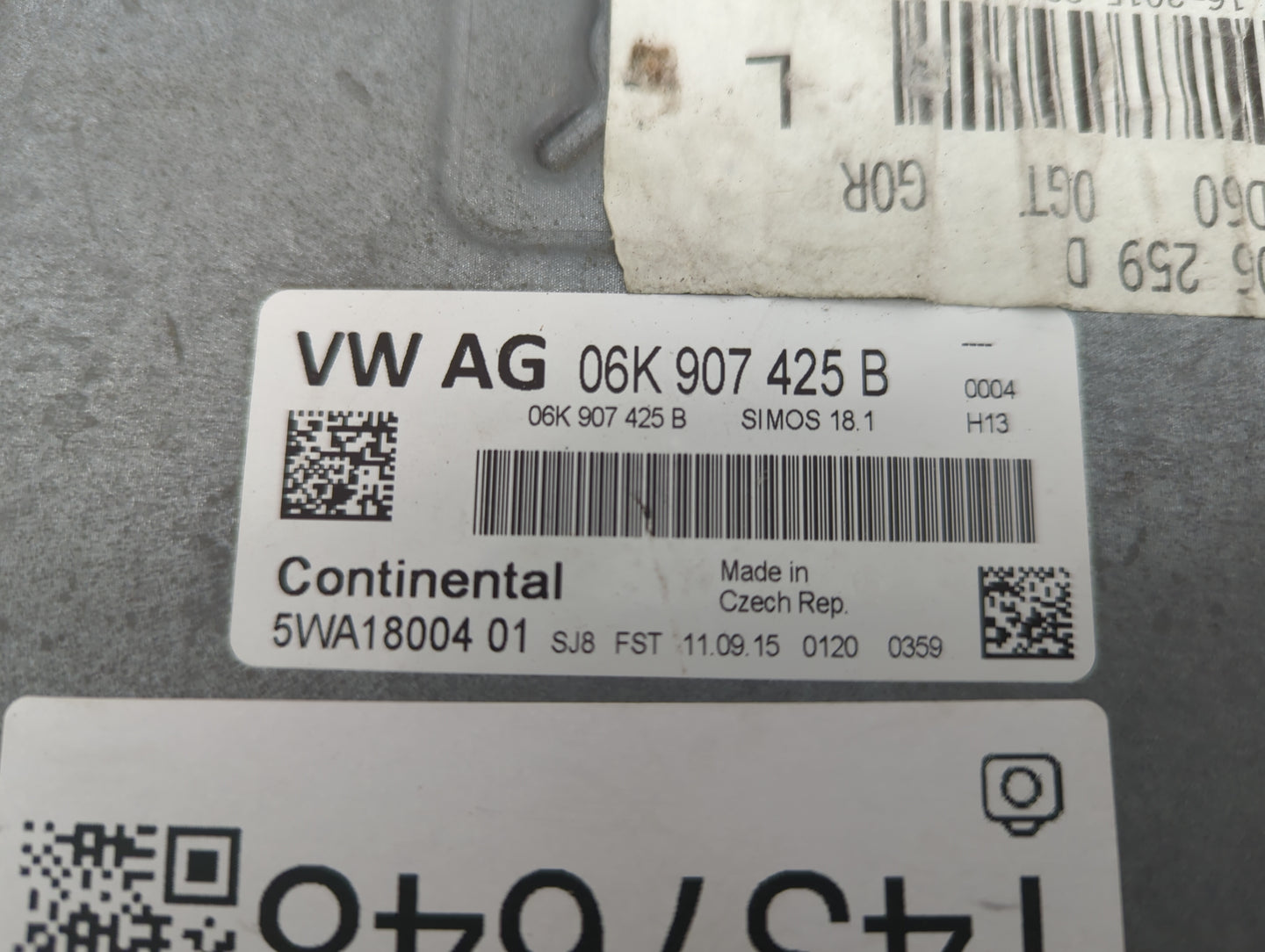 2016-2018 Audi A3 PCM Engine Control Computer ECU ECM PCU OEM P/N:06K907425B 5G0906259D, 5WA1800401 Fits Fits 2016 2017 2018