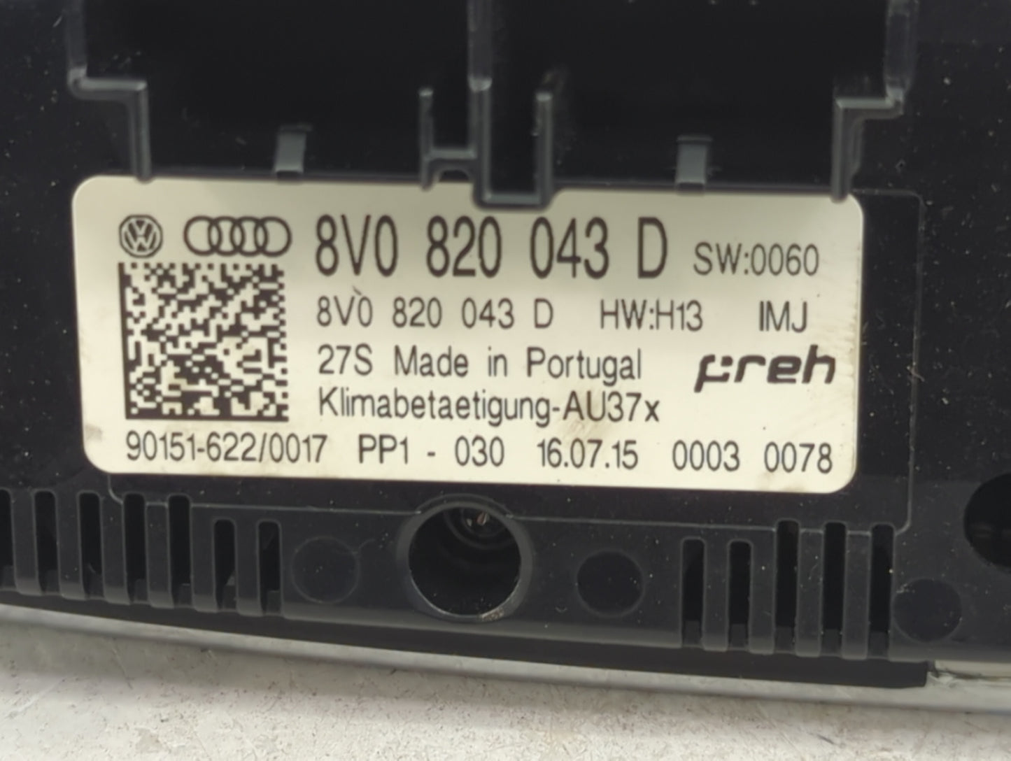 2015-2018 Audi A3 Climate Control Module Temperature AC/Heater Replacement P/N:8V0820043D Fits Fits 2015 2016 2017 2018 OEM 