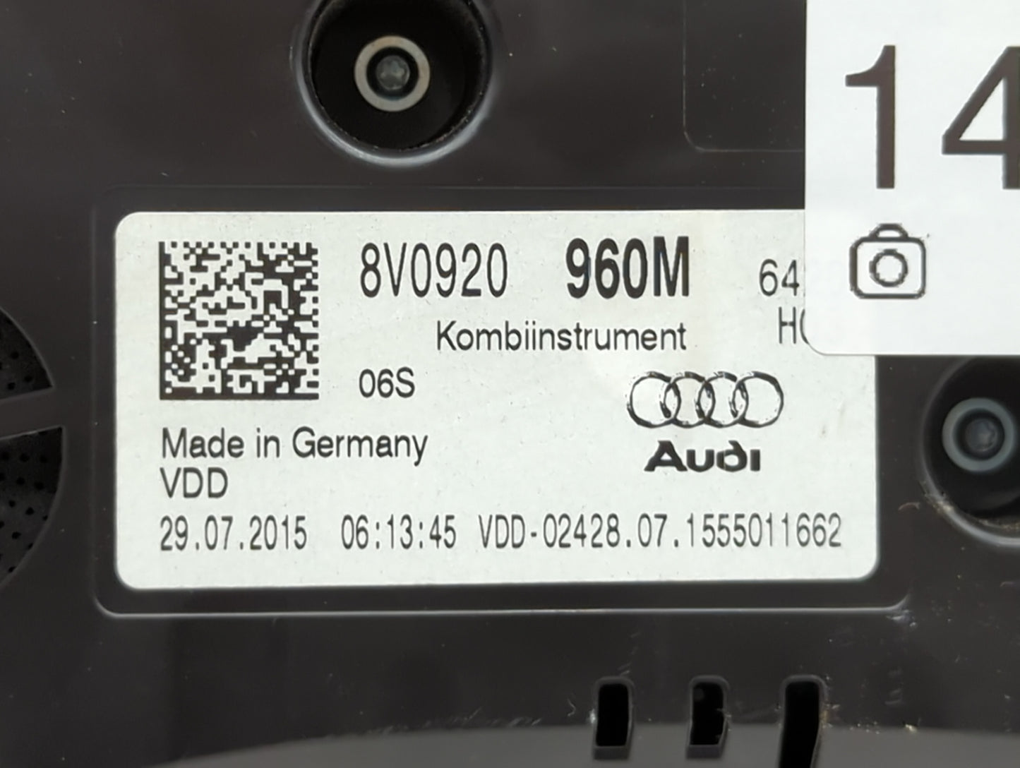 2015-2018 Audi A3 Instrument Cluster Speedometer Gauges P/N:8V0920960M Fits Fits 2015 2016 2017 2018 OEM Used Auto Parts - O