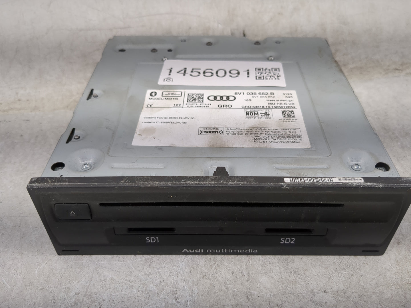 2015-2018 Audi A3 Radio AM FM Cd Player Receiver Replacement P/N:8V1 035 652 B Fits Fits 2015 2016 2017 2018 OEM Used Auto P