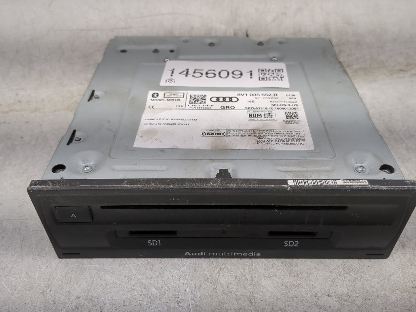2015-2018 Audi A3 Radio AM FM Cd Player Receiver Replacement P/N:8V1 035 652 B Fits Fits 2015 2016 2017 2018 OEM Used Auto P