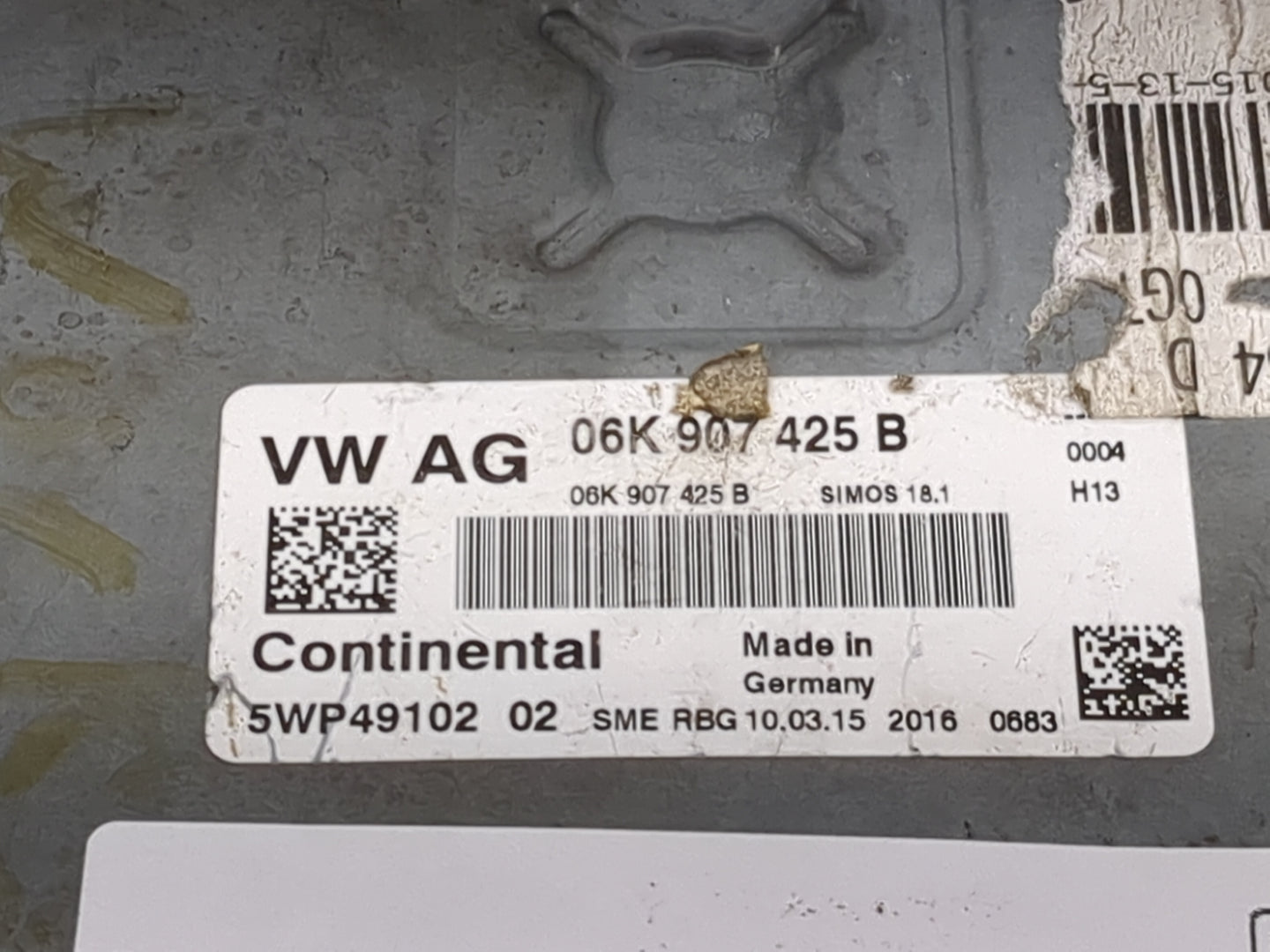 2016-2018 Audi A3 PCM Engine Control Computer ECU ECM PCU OEM P/N:06K907425B 5WP49102, SIMOS18.1 Fits Fits 2016 2017 2018 OE