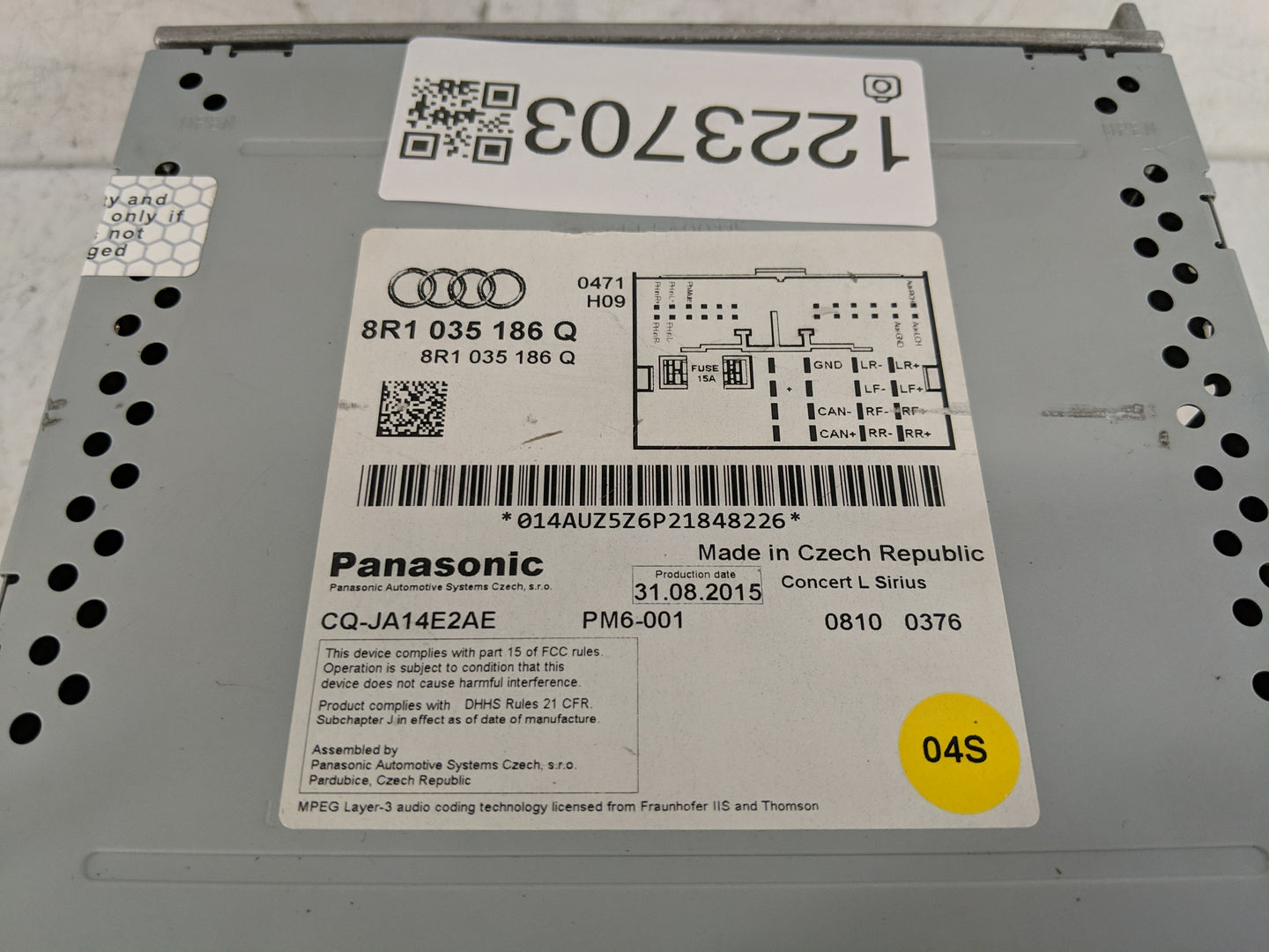 2013-2016 Audi A4 Radio AM FM Cd Player Receiver Replacement P/N:8R1 035 186 Q Fits Fits 2013 2014 2015 2016 OEM Used Auto P