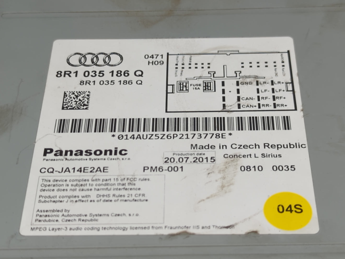 2013-2016 Audi A4 Radio AM FM Cd Player Receiver Replacement P/N:0810 0035 8R1 035 186 Q Fits Fits 2013 2014 2015 2016 OEM U