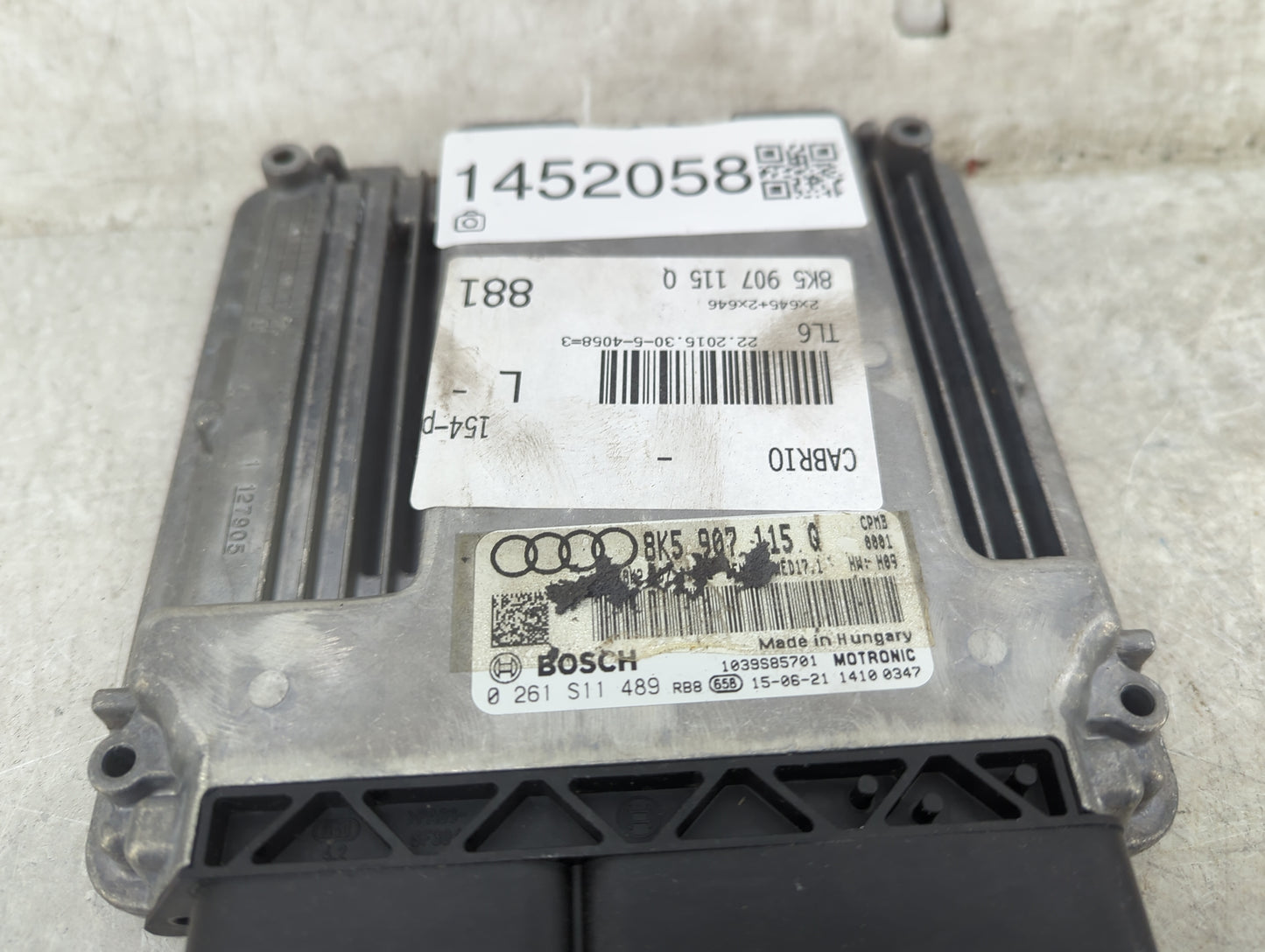 2016-2017 Audi A5 PCM Engine Control Computer ECU ECM PCU OEM P/N:8K5907115Q 0261S11489 Fits Fits 2016 2017 OEM Used Auto Pa