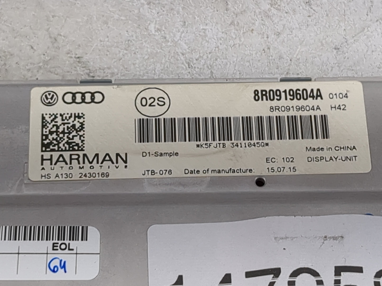 2013-2016 Audi A5 Information Display Screen 1479587 - Oemusedautoparts1.com