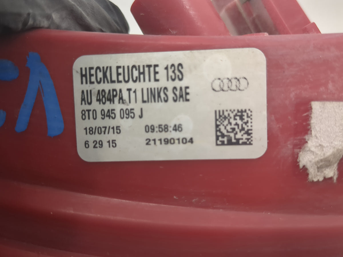 2013-2017 Audi A5 Tail Light Assembly Driver Left OEM P/N:8T0945095J Fits Fits 2013 2014 2015 2016 2017 OEM Used Auto Parts 