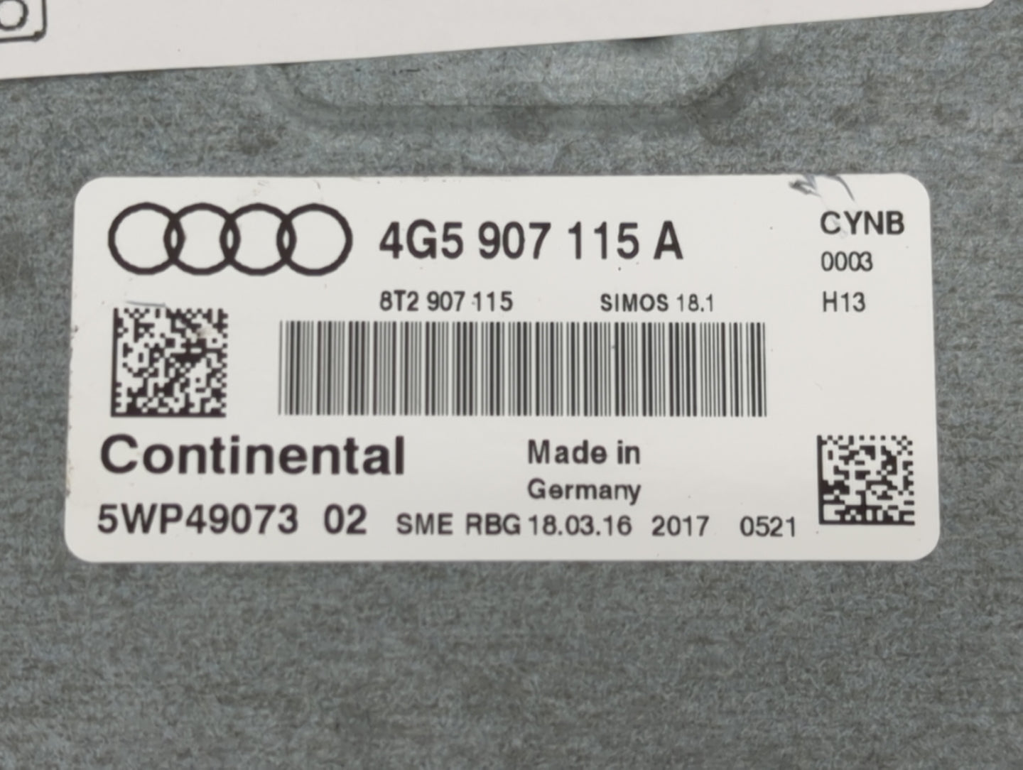 2016 Audi A6 PCM Engine Control Computer ECU ECM PCU OEM P/N:4G5 907 115 A Fits OEM Used Auto Parts - Oemusedautoparts1.com