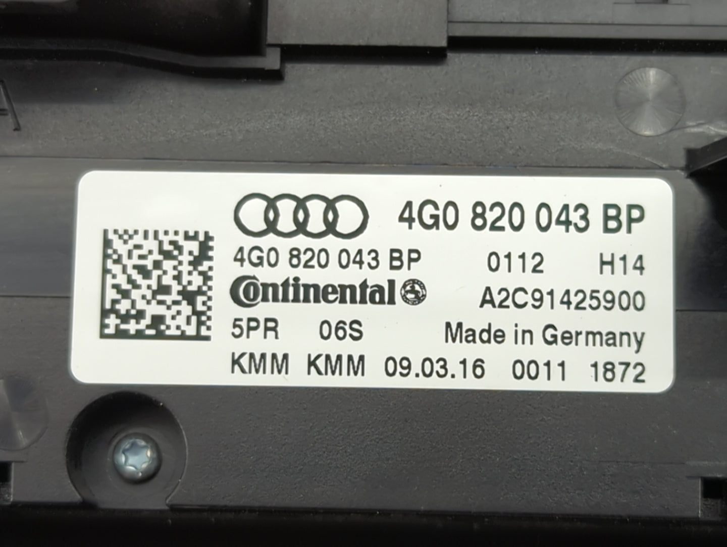 2016 Audi A6 Climate Control Module Temperature AC/Heater Replacement P/N:4G0820043BP A2C91425900 Fits OEM Used Auto Parts -