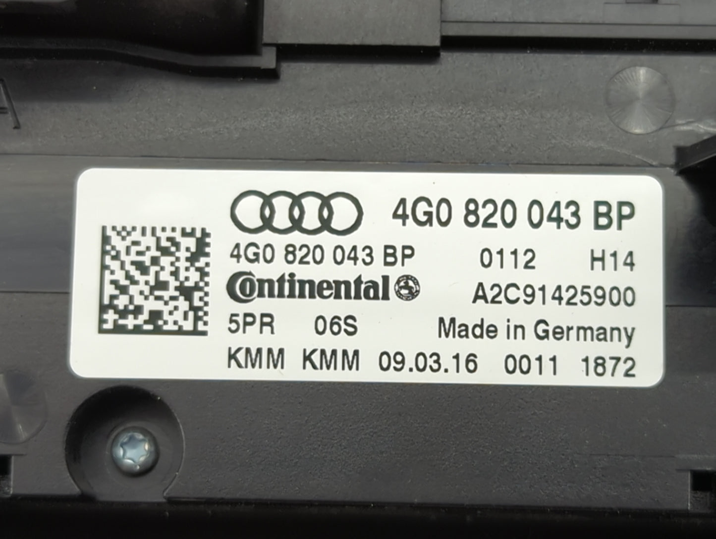 2016 Audi A6 Climate Control Module Temperature AC/Heater Replacement P/N:4G0820043BP A2C91425900 Fits OEM Used Auto Parts -