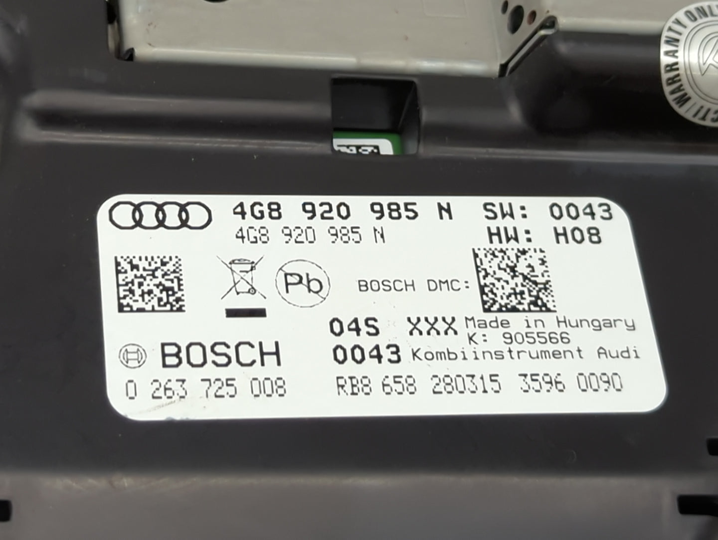 2016-2017 Audi A6 Instrument Cluster Speedometer Gauges P/N:4G8920985N 0263725008 Miles:139K Fits Fits 2016 2017 OEM Used Au