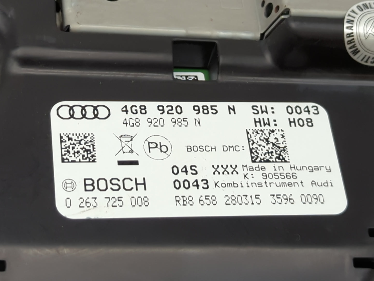 2016-2017 Audi A6 Instrument Cluster Speedometer Gauges P/N:4G8920985N 0263725008 Miles:139K Fits Fits 2016 2017 OEM Used Au