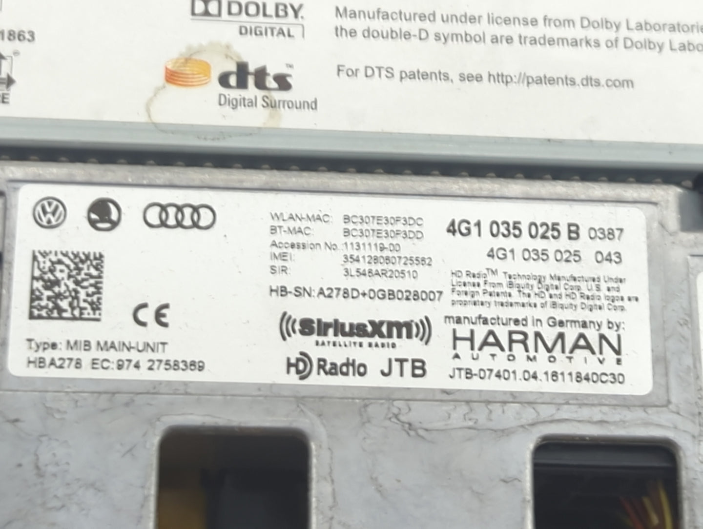 2016-2017 Audi A6 Multi Media Audio Radio Receiver Player Oem - Oemusedautoparts1.com