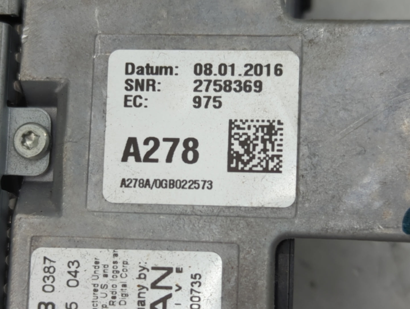 2016-2018 Audi A7 Radio AM FM Cd Player Receiver Replacement P/N:A278 2758369 Fits Fits 2016 2017 2018 OEM Used Auto Parts -