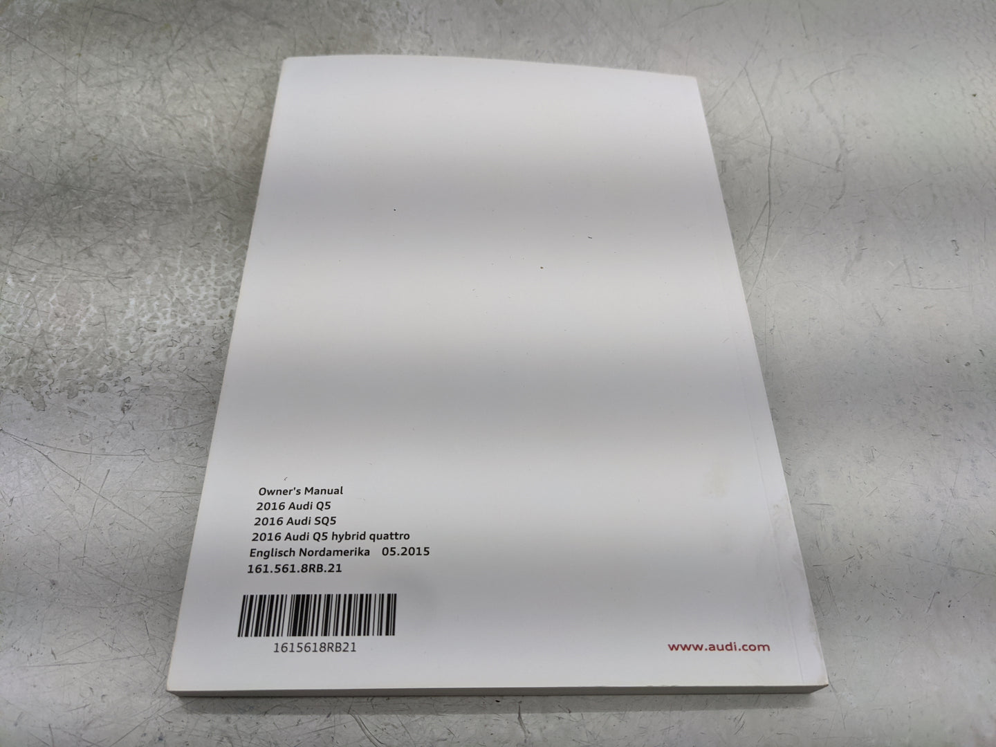 2016 Audi Q5 Owners Manual Book Guide P/N:1615618RB21 OEM Used Auto Parts - Oemusedautoparts1.com