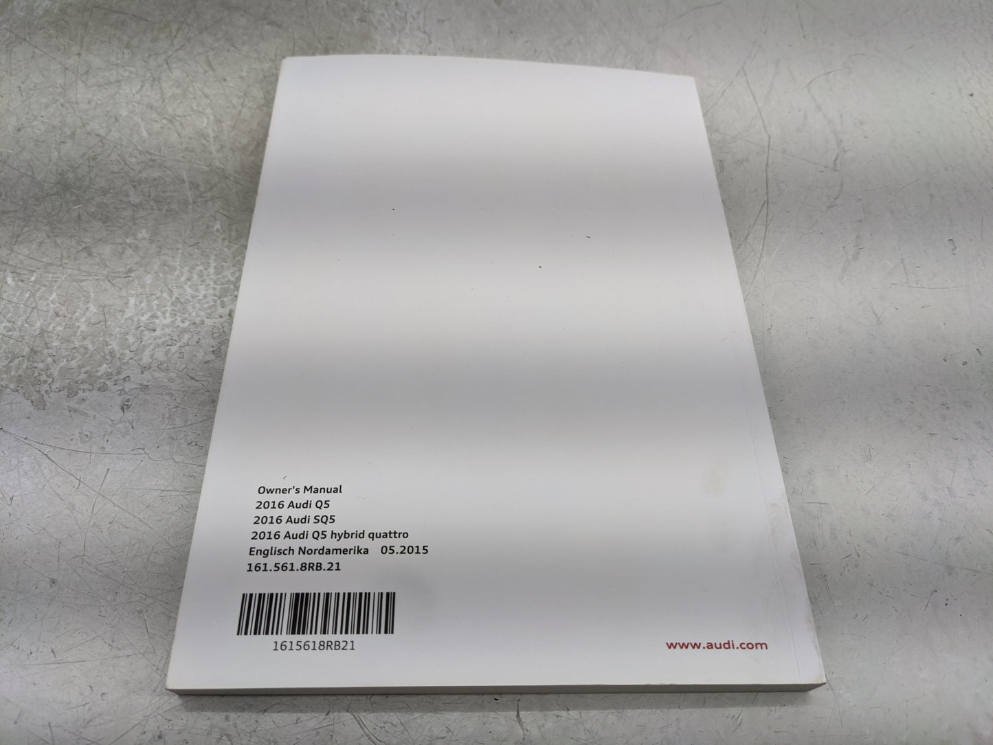 2016 Audi Q5 Owners Manual Book Guide P/N:1615618RB21 OEM Used Auto Parts - Oemusedautoparts1.com