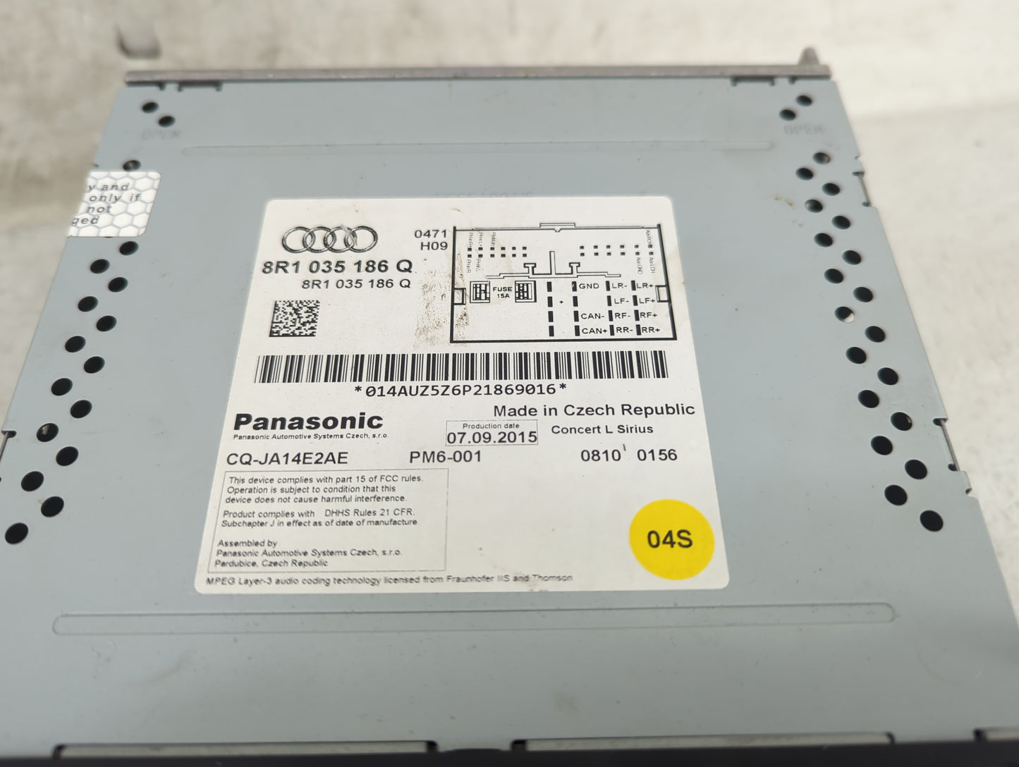 2011-2017 Audi Q5 Radio AM FM Cd Player Receiver Replacement P/N:8R1035186Q CQ-JA14E2AE Fits OEM Used Auto Parts - Oemusedau