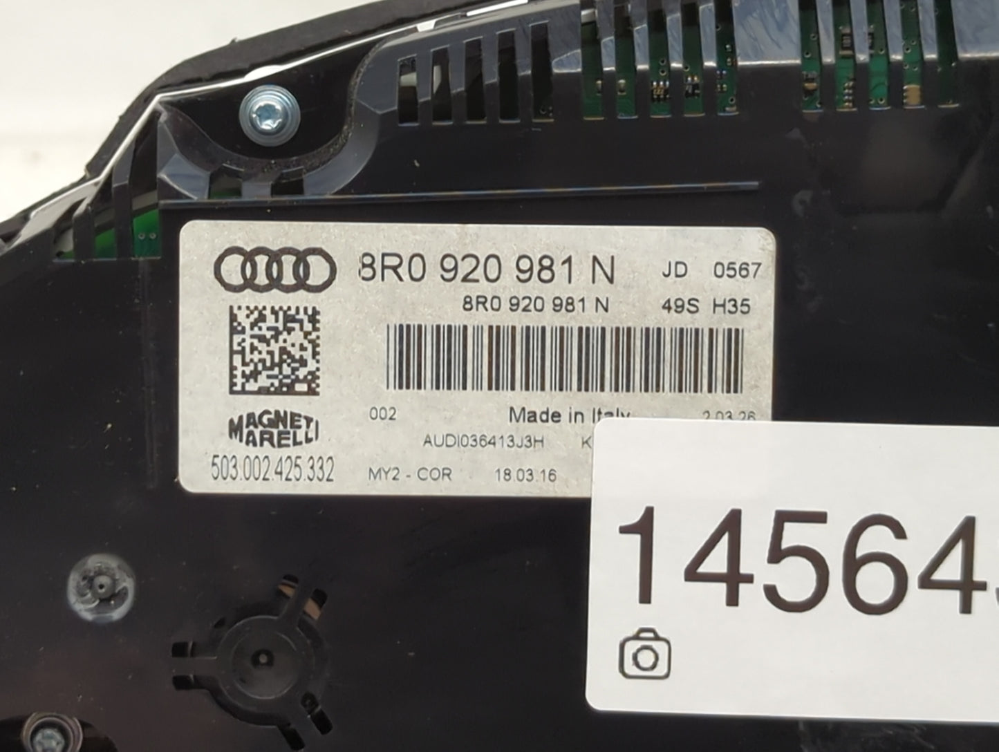2013-2017 Audi Q5 Instrument Cluster Speedometer Gauges P/N:8R0920981N Miles:50K Fits Fits 2013 2014 2015 2016 2017 OEM Used