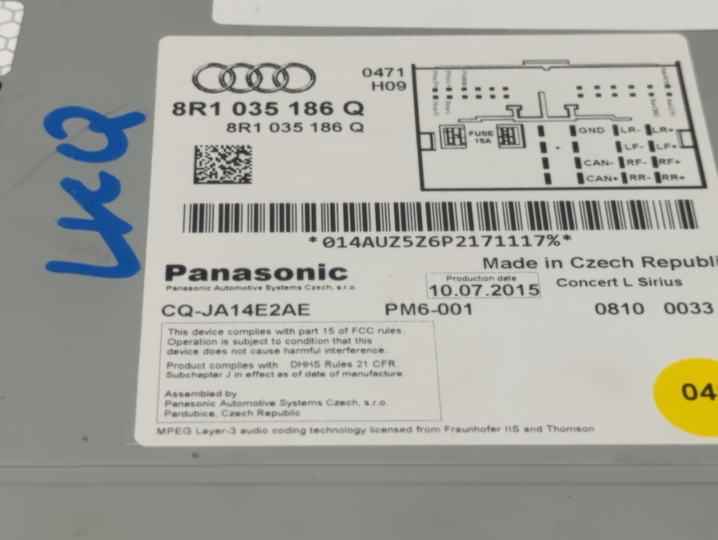 2011-2017 Audi Q5 Radio AM FM Cd Player Receiver Replacement P/N:8R1 035 186 Q Fits Fits 2011 2012 2013 2014 2015 2016 2017 