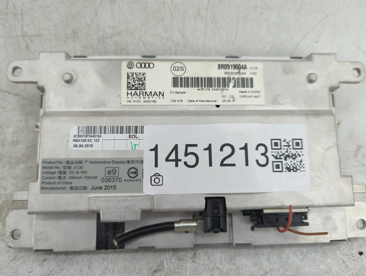 2013-2016 Audi S4 Information Radio Display Screen 1451213 - Oemusedautoparts1.com