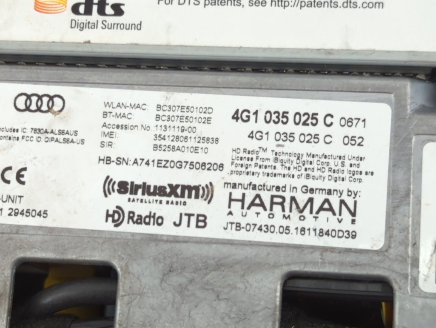 2013-2017 Audi S6 Radio AM FM Cd Player Receiver Replacement P/N:4G1035025C 4G1035025D Fits OEM Used Auto Parts - Oemusedaut